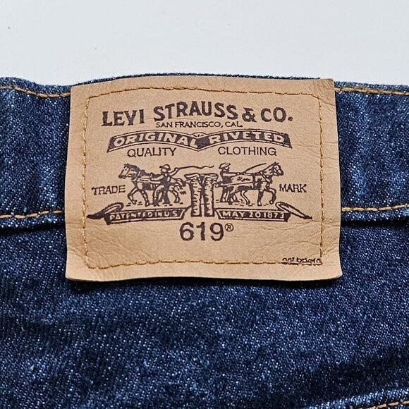 Levi's 619 VTG Jeans Mens 38x30 (27) Dark Blue Orange Tab Straight Rigid Denim - Picture 14 of 16